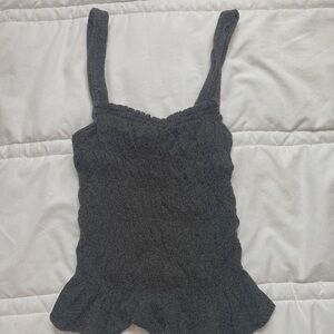 black ruffle texture tank top